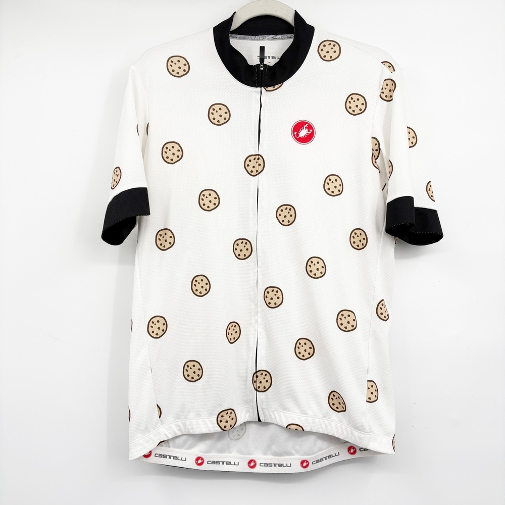 Castelli Unisex Cookie Print Full Zip Performance Biking Cycling Jersey Size XXL